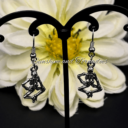 Skeleton Gothic Dangle Earrings, Handmade Alternative Jewellery, Dancing Skeleton Earrings, Halloween Goth Accessories, Spooky Statement Gift for Her - Image 5