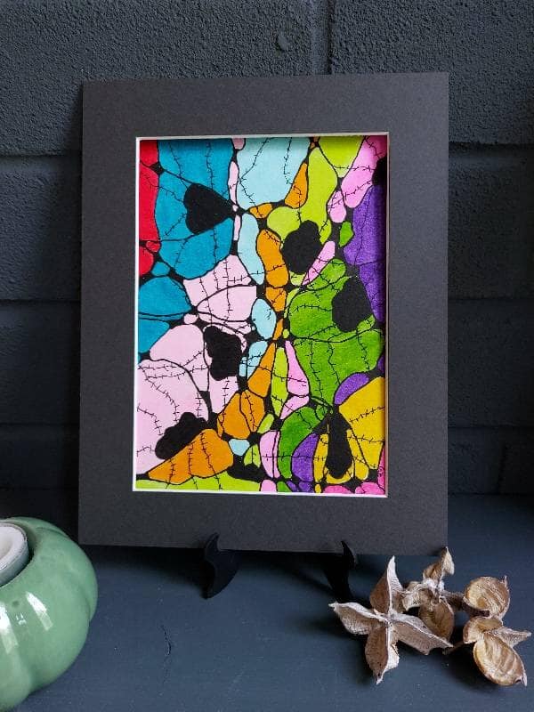 Colour Patch Mosaic, original (not a print) contemporary artwork in black mount