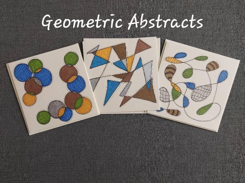 Geometric Shapes - Pack of 3 blank greeting cards with envelopes