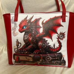Unique Steampunk Dragon Vinyl Waterproof Tote Handbag – Handmade