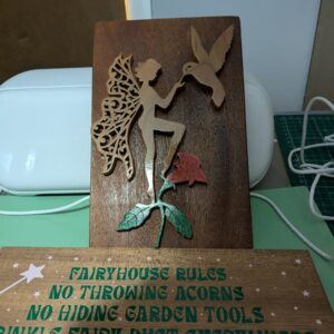 Handcrafted Fairy and Hummingbird Wood Art