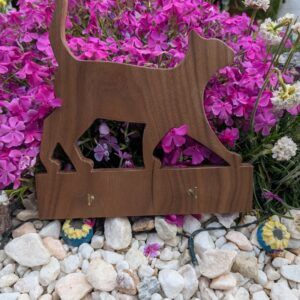 Handcut Walnut Wood Cat Key Holder