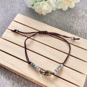 Adjustable Flower Connector Bracelet with Picasso Seed Beads
