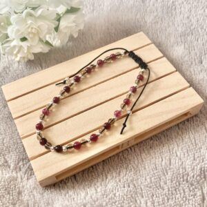 Red Garnet Adjustable Beaded Anklet