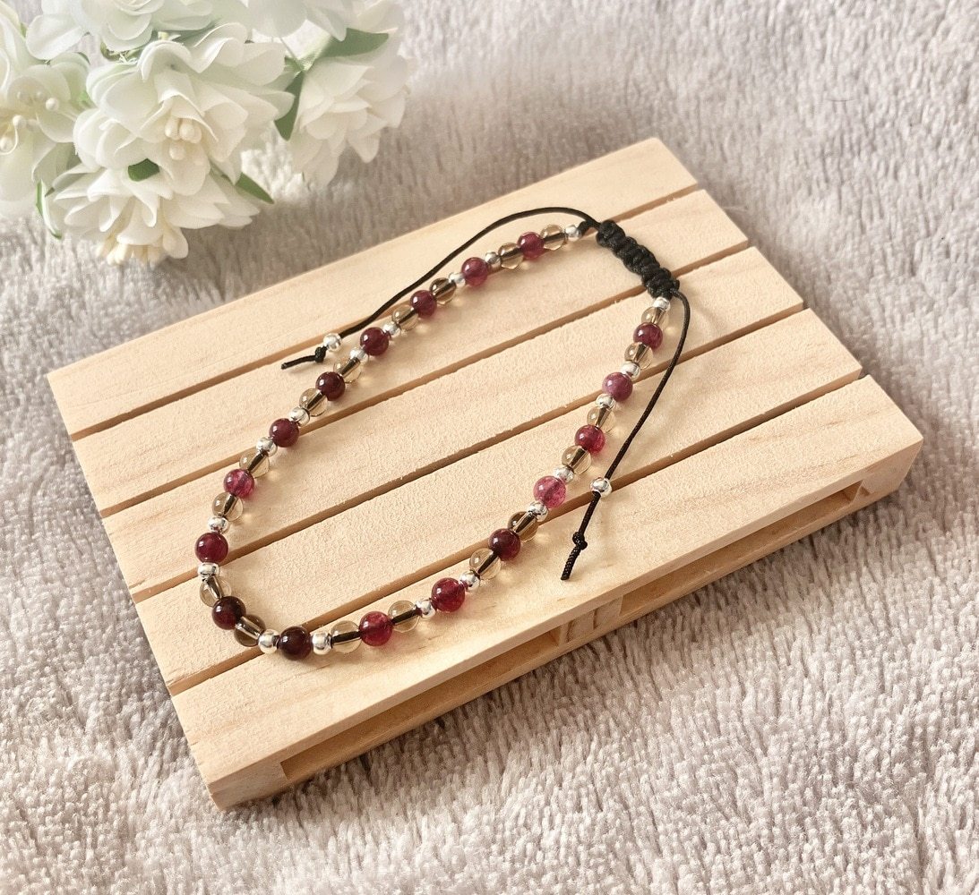 Red Garnet Adjustable Beaded Anklet