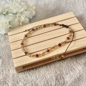 Brown Tone Adjustable Beaded Anklet