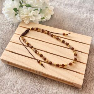 Brown Tone Adjustable Beaded Anklet