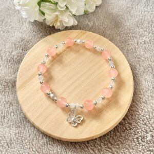Peach Butterfly Charm Bracelet
