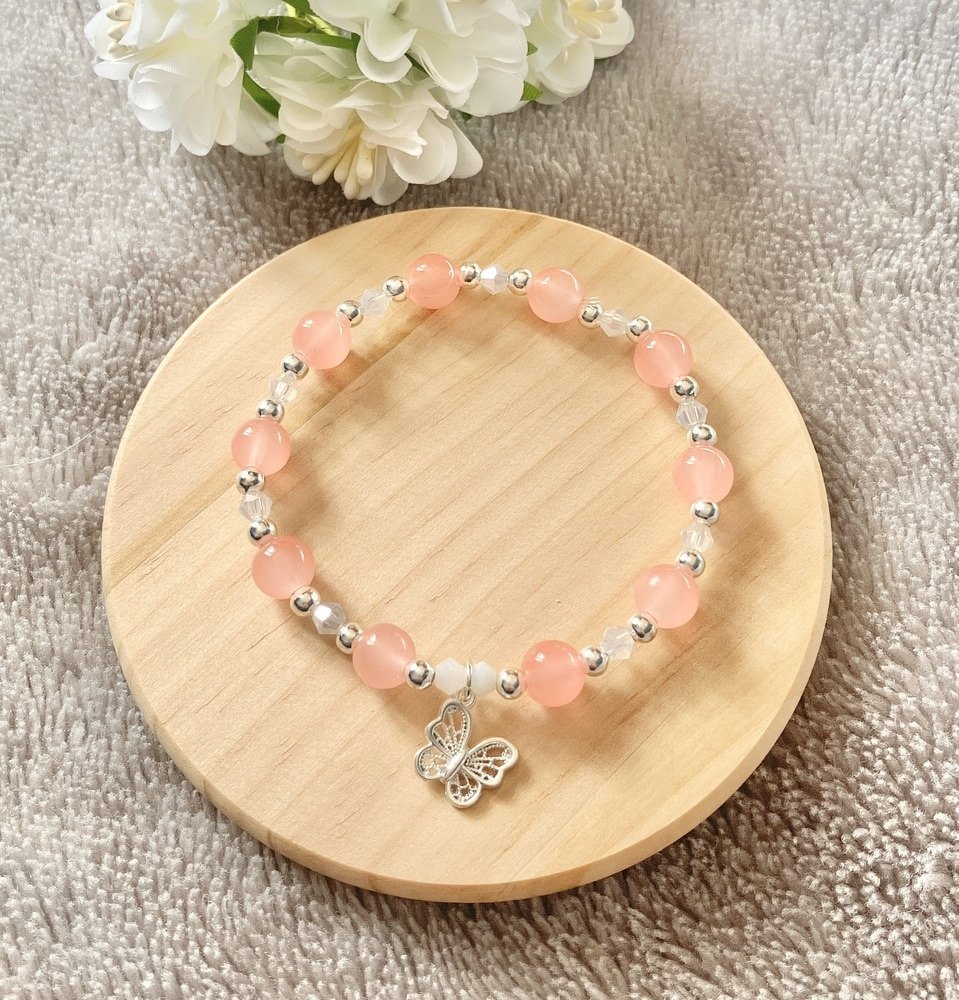 Peach Butterfly Charm Bracelet