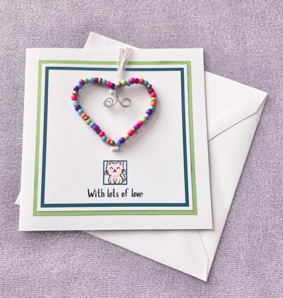 With Lots of Love Colourful Beaded Heart Card