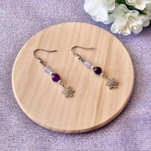 Amethyst Flower Charm Earrings