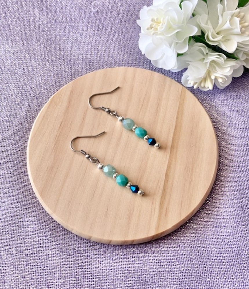 Turquoise Faceted Glass Bead Earrings