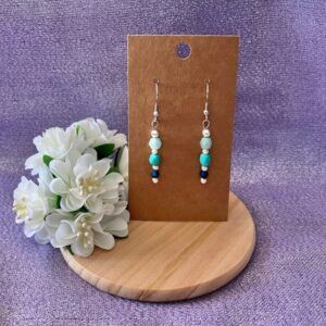 Turquoise Faceted Glass Bead Earrings
