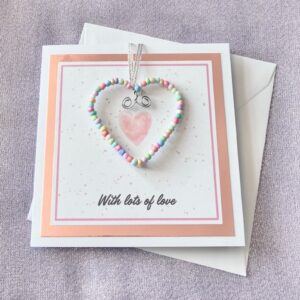 Lots of Love Pastel Beaded Heart Lots of Love Card