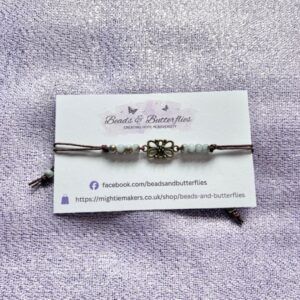 Adjustable Flower Connector Bracelet with Two-Tone Beads