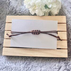 Adjustable Flower Connector Bracelet with Wooden Beads