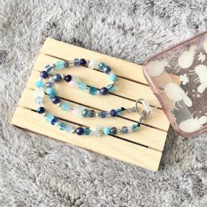 Blue Beads and Butterflies Phone Wrist Strap