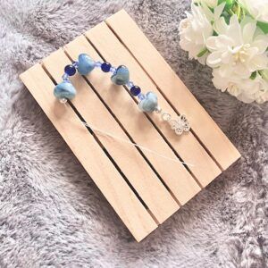Marbled Heart Beaded Needle Threader with Butterfly Charm