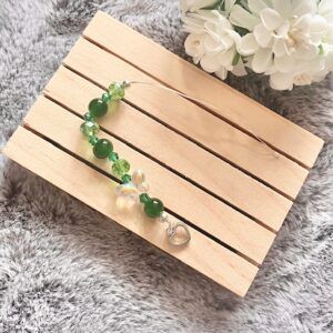 Green Beaded Needle Threader with Heart Charm
