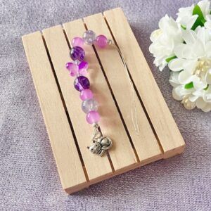Purple Beaded Needle Threader with Cat Charm
