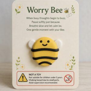 Worry Bee – Handmade Polymer Clay Bee Pocket Token for Calm, Comfort and Gentle Everyday Encouragement