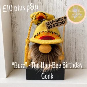 “Buzz” – The Hap-Bee Birthday Gift Gonk. Mini-Presentation Collectible Art Doll Ornamental Decoration.