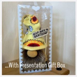 “Buzz” – The Hap-Bee Birthday Gift Gonk. Mini-Presentation Collectible Art Doll Ornamental Decoration.