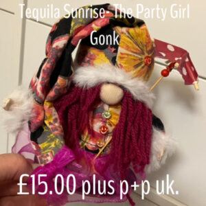 “Tequila Sunrise” The Party Girl Gift Gonk. Mini-Presentation Collectible Art Doll Ornamental Decoration.
