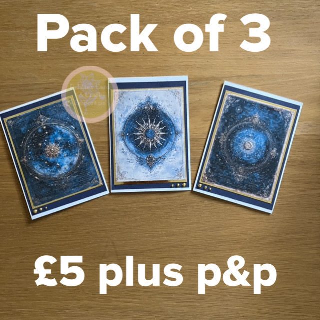 Celestial Vintage Style pack of 3 x A6 cards with envelopes - Image 2