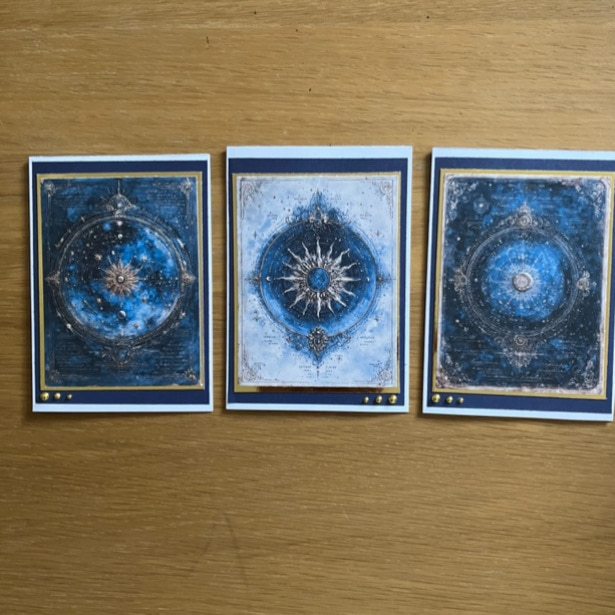 Celestial Vintage Style pack of 3 x A6 cards with envelopes - Image 3