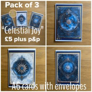 Celestial Vintage Style pack of 3 x A6 cards with envelopes