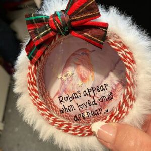 Gorgeous Robins Christmas Decoration with “Robins appear…” quote