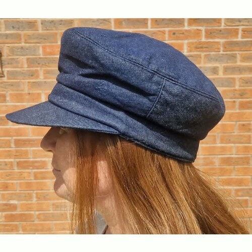 CUSTOM ORDER For Hayley, Denim Cap, hand embroidered with a variety of blue and white flowers, and leaves - Image 4