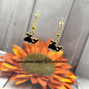 Handmade Orca Whale Earrings – Hypoallergenic Stainless Steel Ear Wires – Cute Black Whale Dangle Earrings – Ocean Inspired Jewellery Gift