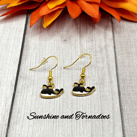 Handmade Orca Whale Earrings – Hypoallergenic Stainless Steel Ear Wires – Cute Black Whale Dangle Earrings – Ocean Inspired Jewellery Gift - Image 4