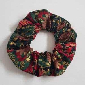 Poinsettia Christmas Scrunchie with Gold Detail – Festive Hair Scrunchie