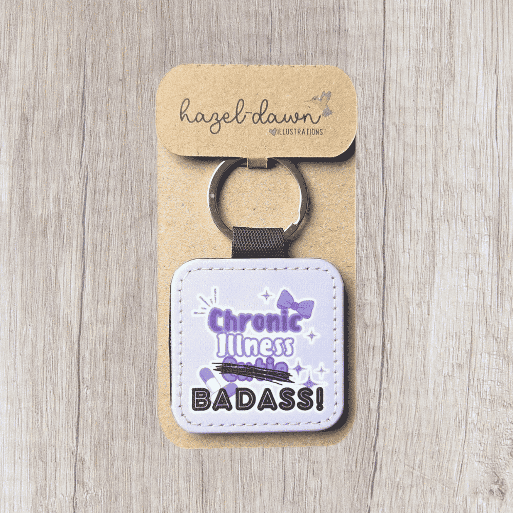 Purple Chronic illness Design Keyring