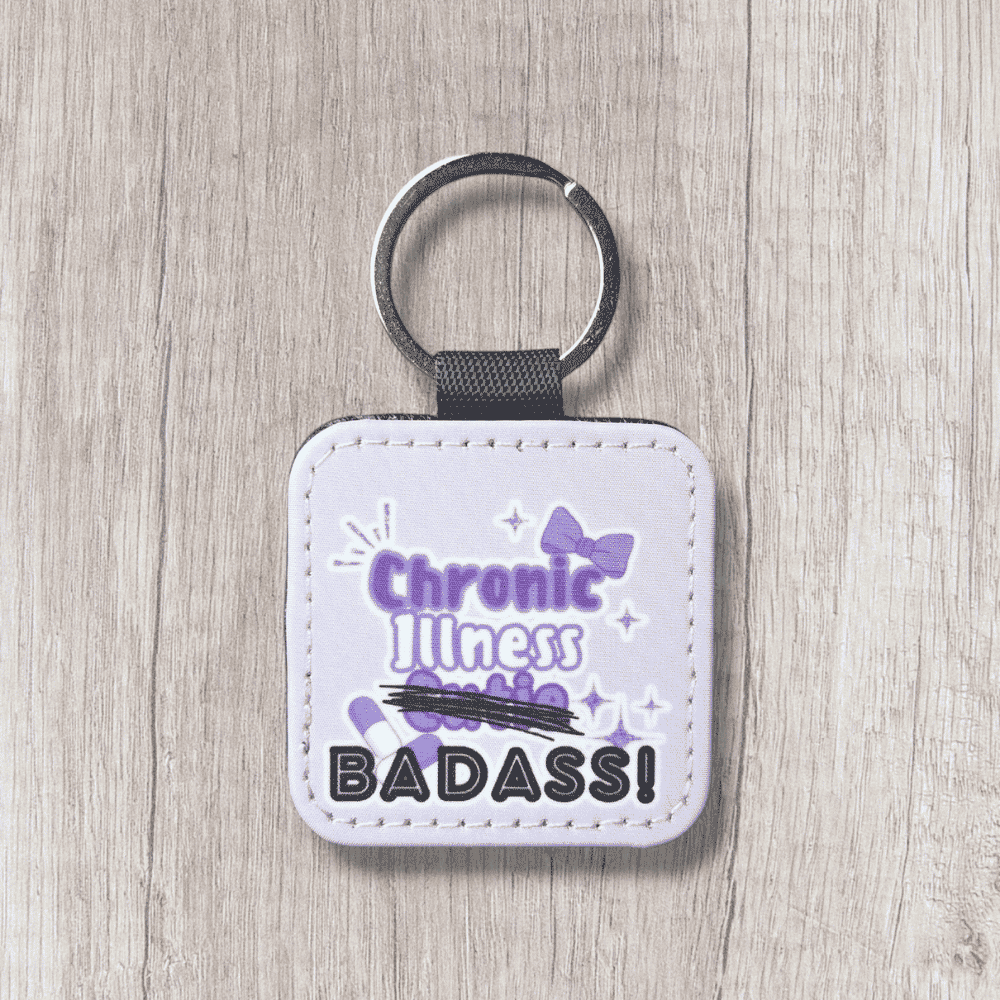 Purple Chronic Illness Badass Square Keyring
