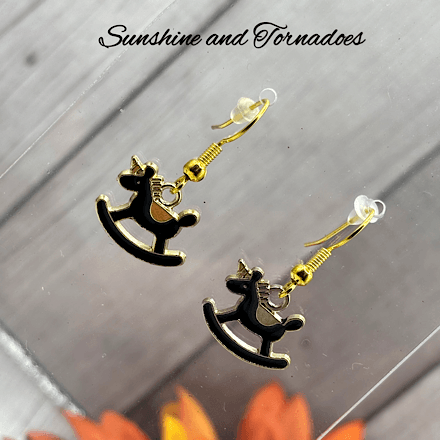 Handmade Rocking Horse Earrings – Hypoallergenic Stainless Steel Ear Wires – Cute Black Rocking Horse Dangle Earrings – Whimsical Jewellery Gift for Her - Image 7