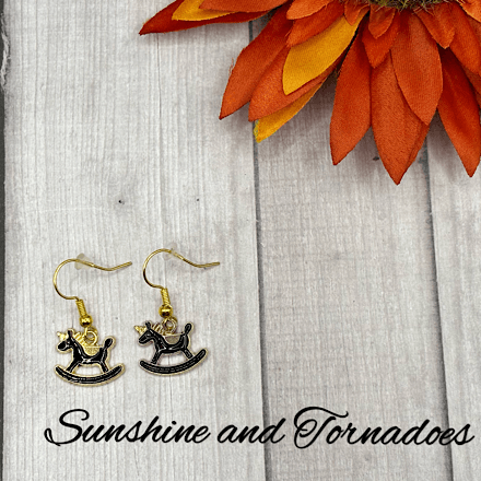 Handmade Rocking Horse Earrings – Hypoallergenic Stainless Steel Ear Wires – Cute Black Rocking Horse Dangle Earrings – Whimsical Jewellery Gift for Her - Image 8