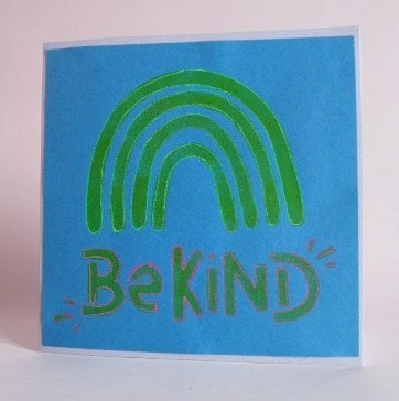 'Be Kind'- a set of 4 hand stencilled greetings cards. All proceeds to The Stroke Association - Image 3