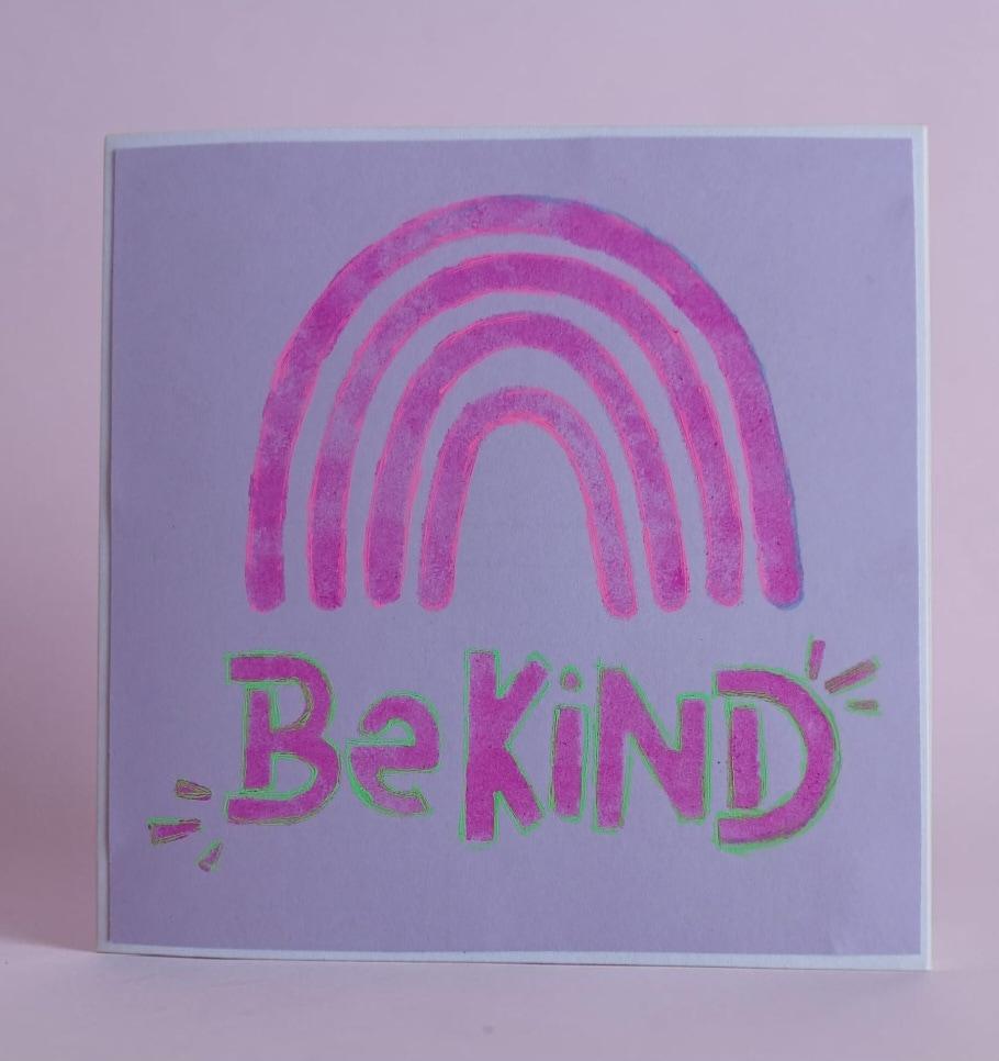 'Be Kind'- a set of 4 hand stencilled greetings cards. All proceeds to The Stroke Association - Image 5