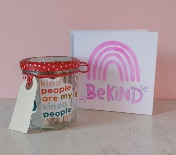 A kindness gift set. A kindness jar filled with positivity and love. Two hand stencilled cards. All proceeds to The Stroke Association. - Image 5