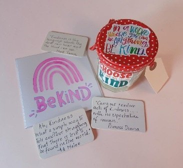 A kindness gift set. A kindness jar filled with positivity and love. Two hand stencilled cards. All proceeds to The Stroke Association. - Image 4