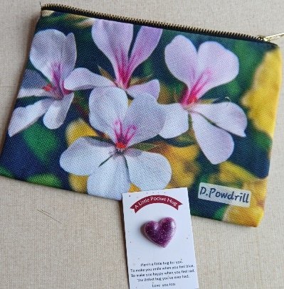 'Geranium' storage pouch. Customised using Dad's photograph. All proceeds to The Stroke Association