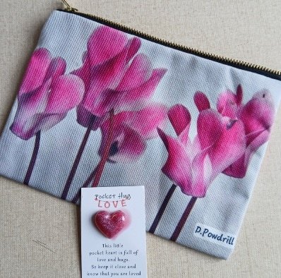 'Cyclamen' storage pouch. Customised using Dad's photograph. All proceeds to The Stroke Association