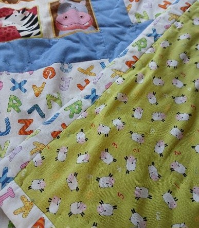 Children's patchwork quilt. Approx 41 inches square. All proceeds to The Stroke Association - Image 5