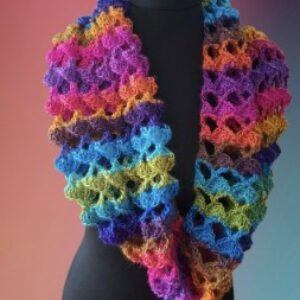 Handmade Crocheted Rainbow Shell Snood – Cozy & Vibrant Neckwear
