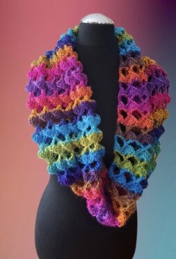 Handmade Crocheted Rainbow Shell Snood – Cozy & Vibrant Neckwear - Image 2