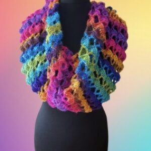 Handmade Crocheted Rainbow Shell Snood – Cozy & Vibrant Neckwear